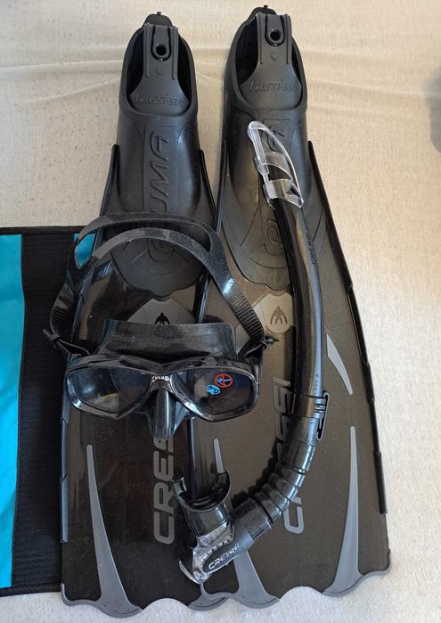 Комплект маска за гмуркане, плавници и шнорхел Cressi - Pluma 37/38