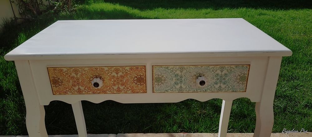 Comoda lemn masiv, alba, recondiționată