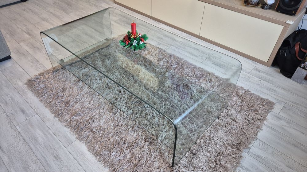 Masa din sticla cu etajera la nivel inferior 140x70x45