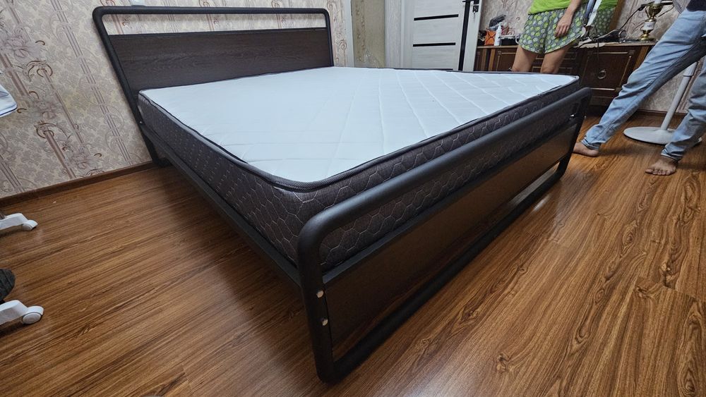 Модель: GLORIYA.    Металлическая Двуспальная кровать. Темир Калават