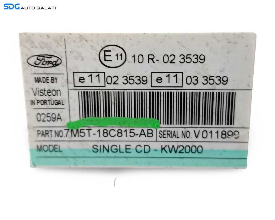 Unitate Radio CD Player Single CD KW2000 6000CD Ford Focus 2 2004 - 2007 Cod 7M5T-18C815-AB [LR5085]
