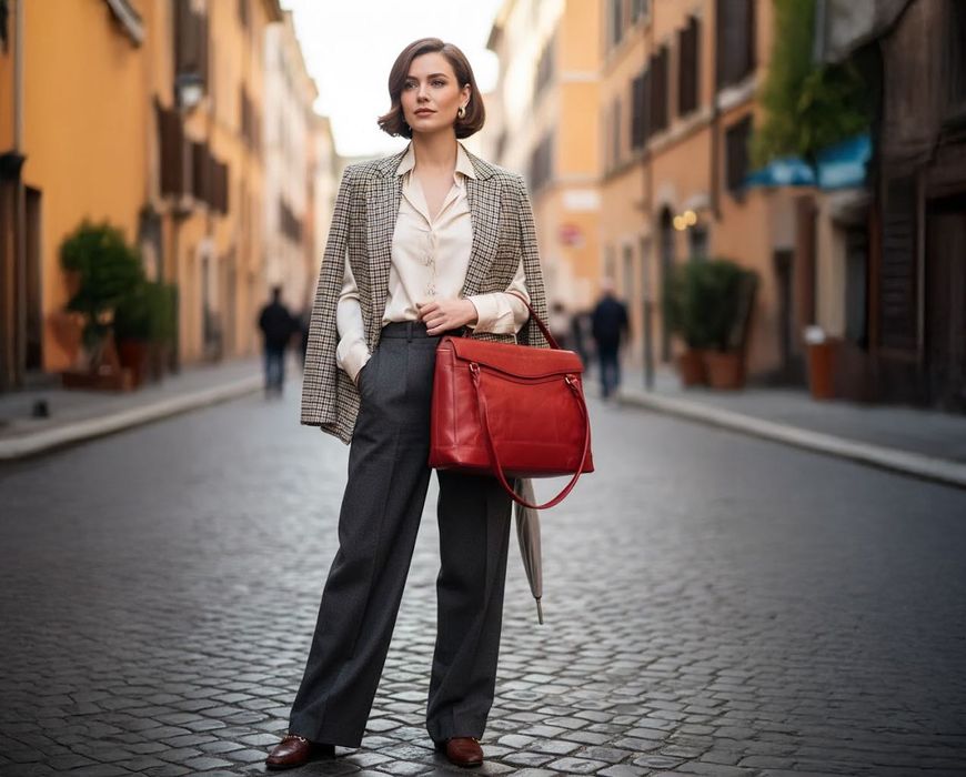 Сумка Lina Christina кожаная красная большая — винтаж!