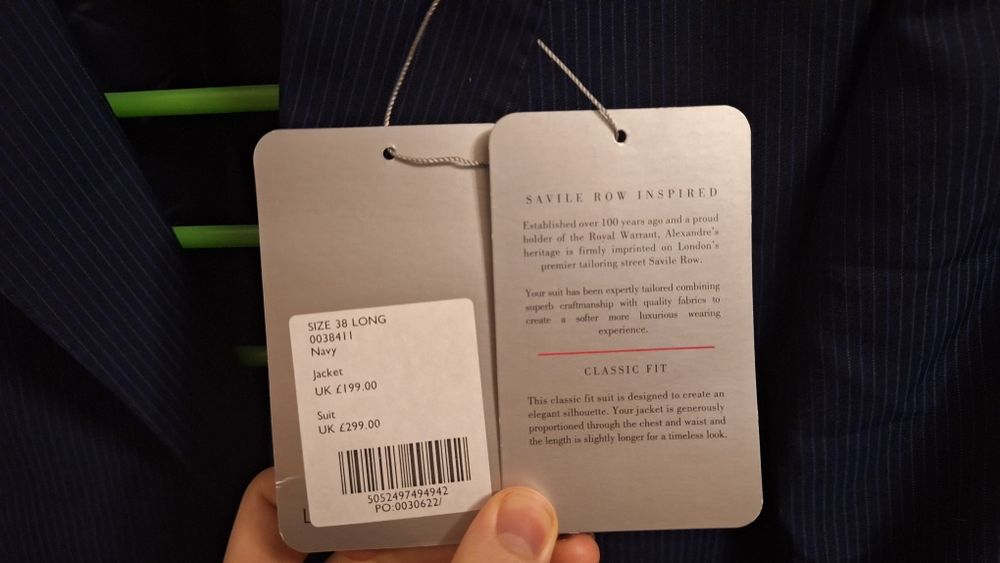 Sacou Alexandre Savile Row NOU - Mărime 48 EURO (38 UK) Long - 80% Lân