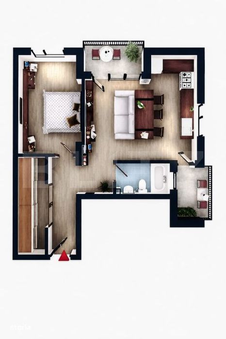 Apartament 2 camere, 51 mp, intermediar, balcon, CF, parcare, boxa, Zo — fotografia 1