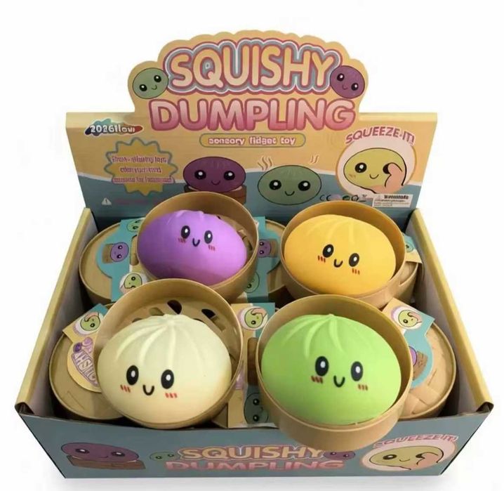 ТОП ХИТ 2в1 – ВАЙРАЛ хлебче Squishy Dumplings + ICE CUBES Ледено Кубче Гел за Стискане