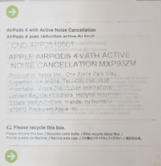 Casti iphone airpods 4 mxp93zm noi!!!