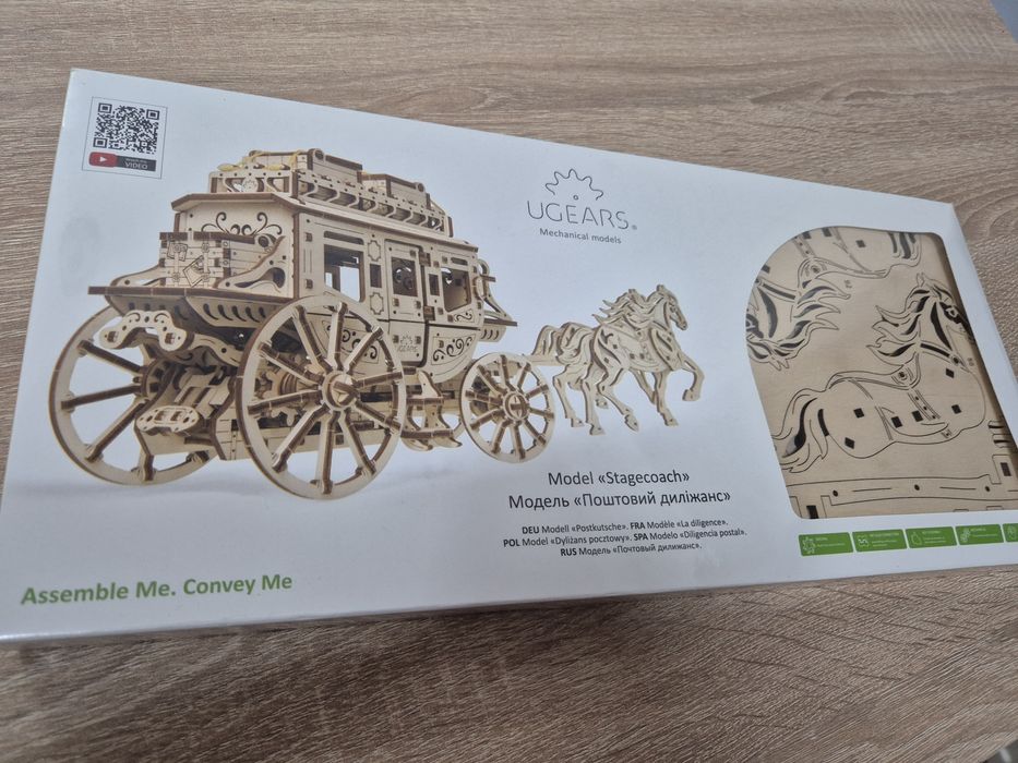 Puzzle Trasura cu cai - UgearsModels