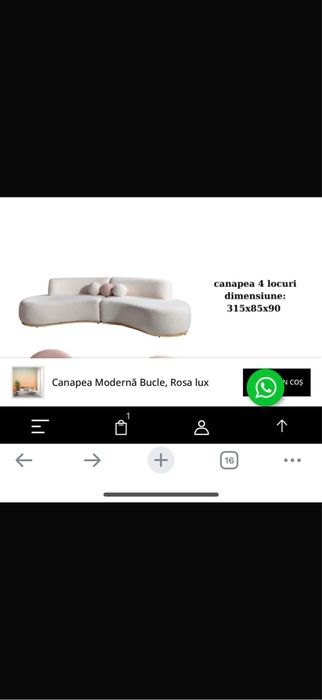 Vand : canapea 4 locuri dimensiune: 315x85x90