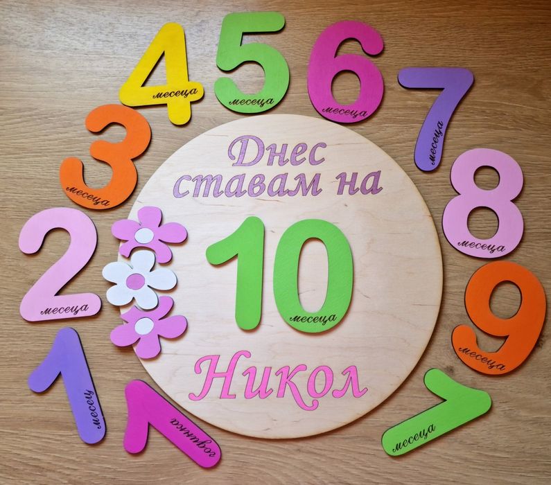Дървени цифри -месечинки