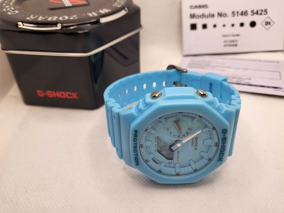 Ceas Sport Casio g shock ga 2100-9a9er Neon blue , Nou,Garantie 2 ani