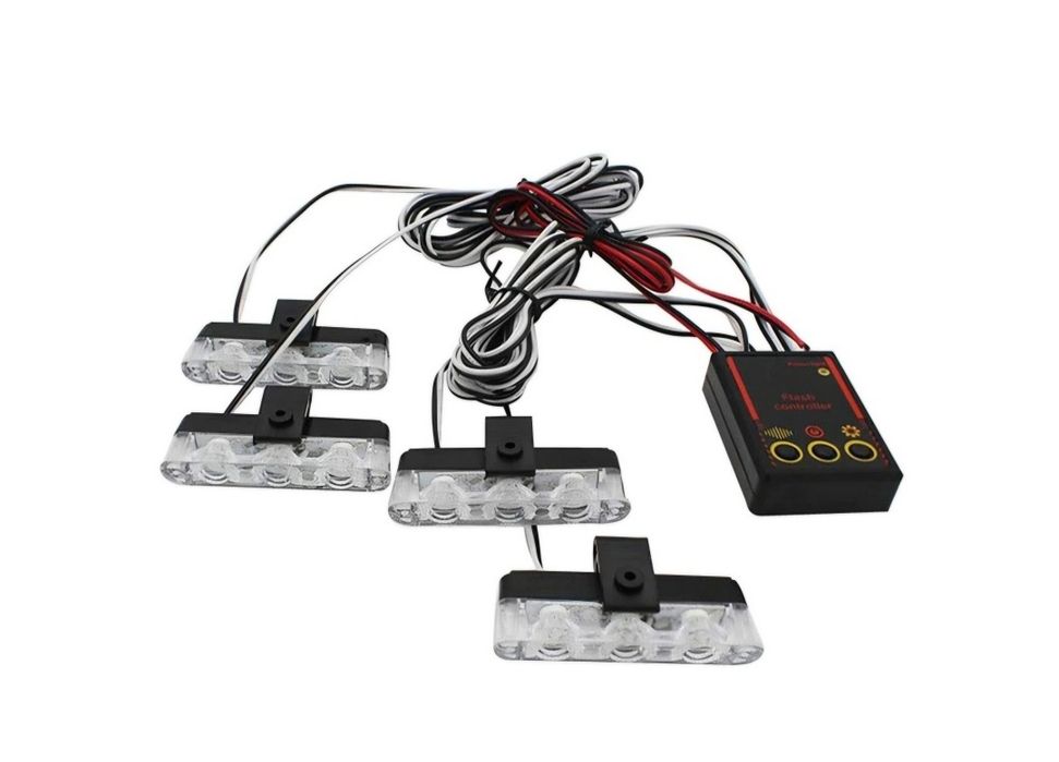 Комплект от 4 LED сигнални лампи, 36W, с червен/син светлинен сигнал