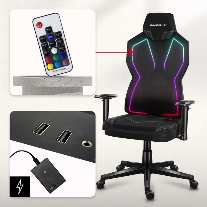 Scaun de gaming Huzaro COMBAT 6.2 Black RGB
