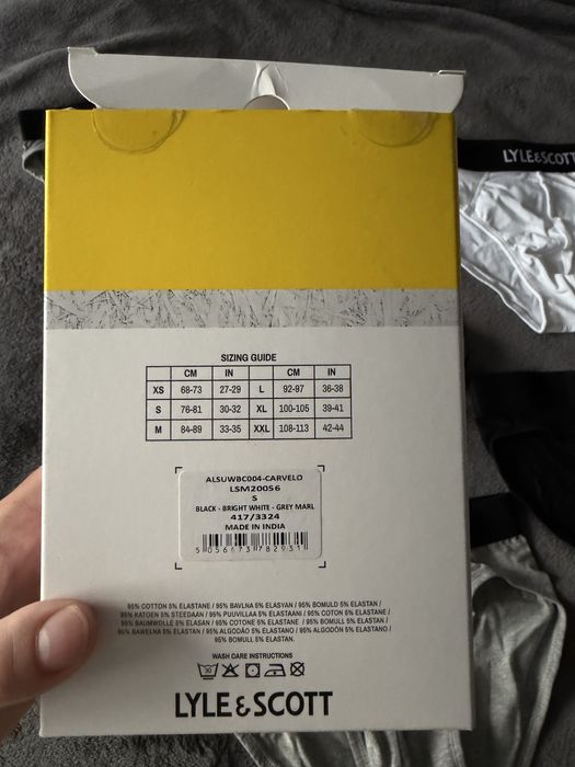 Lyle & Scott set 5 chiloti alb-gri-negru marimea S noi originali