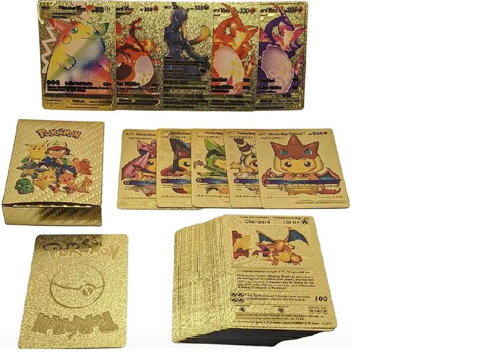 Карти Покемон / Pokemon Cards . Златни и цветни PVC POKEMON карти 55бр