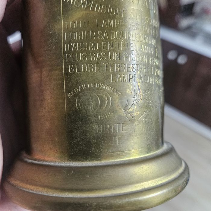 Lampă din alamă cu petrol Franța 1890-1920