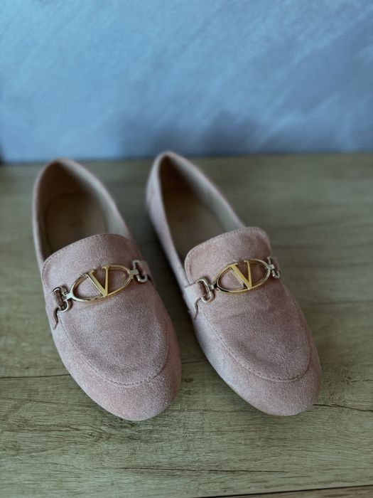 Розови велурени мокасини - 39ти номер