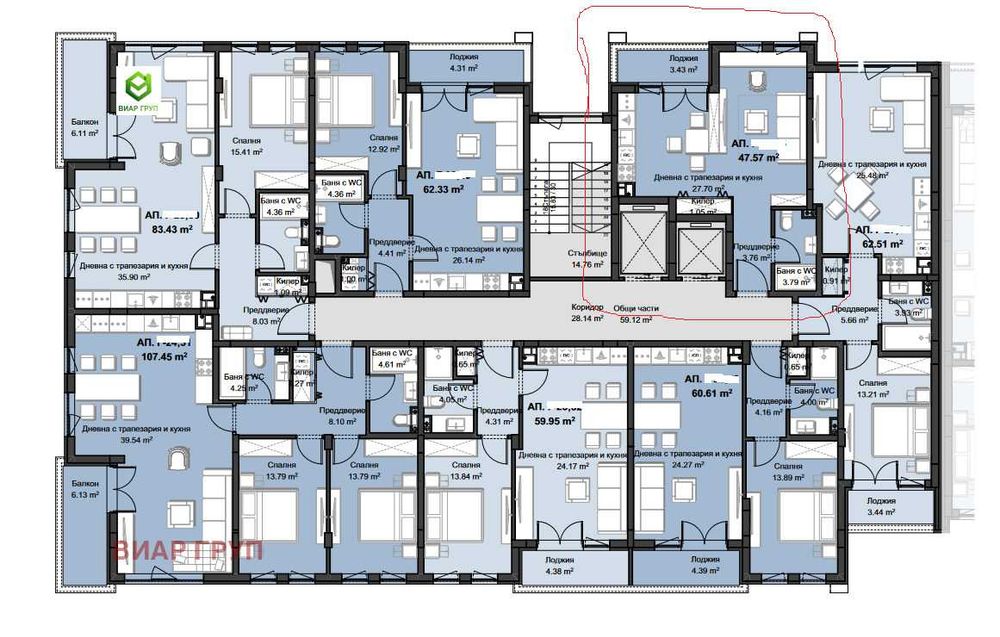 Собствен 2-стаен, в Смирненски, 57 кв.м, ет.4/8