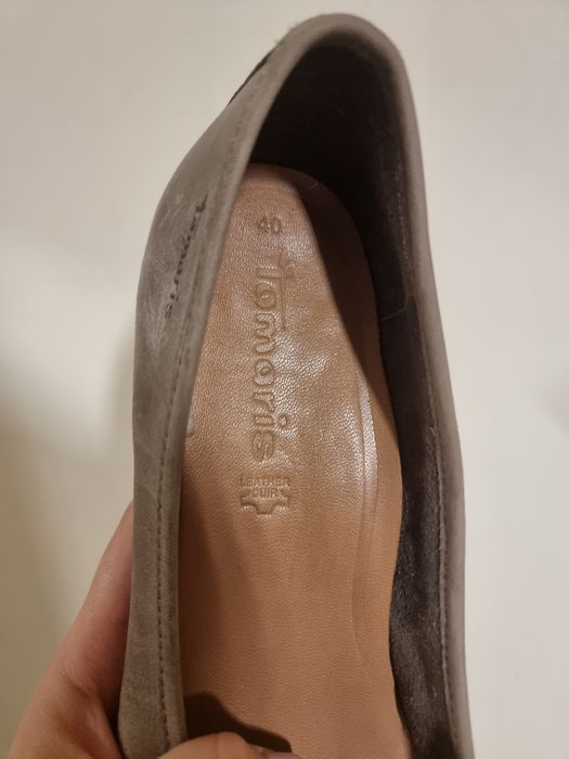 Кафеви токчета, естествена кожа Tamaris 40 номер