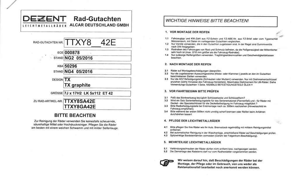 Jante DEZENT Grafit R17 7Jx17H2 5x112 Audi / Grupul VAG