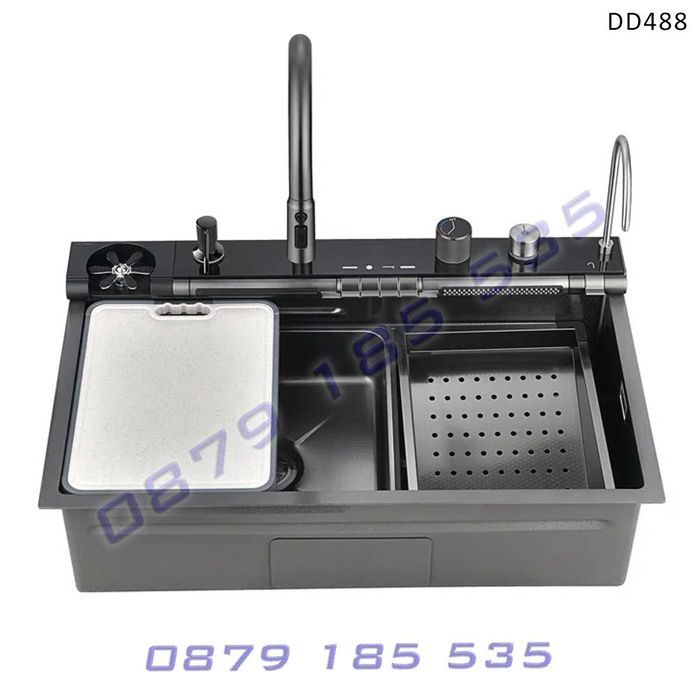 Лукс черна мивка водопад функции дисплей модерна качество чешма кухня