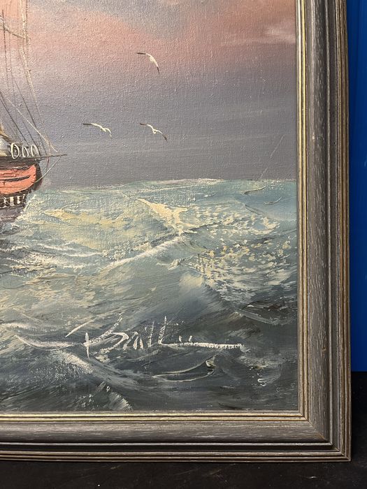 Картина-красив,морски пейзаж с ветроходни кораби