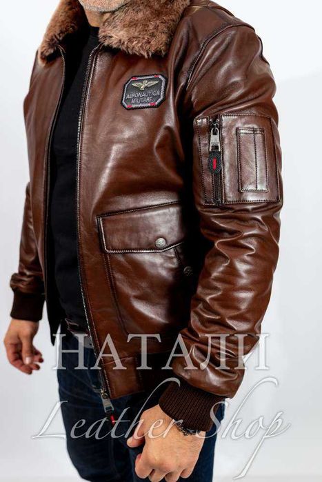 Мъжки кожен зимен бомбър Еди Brown