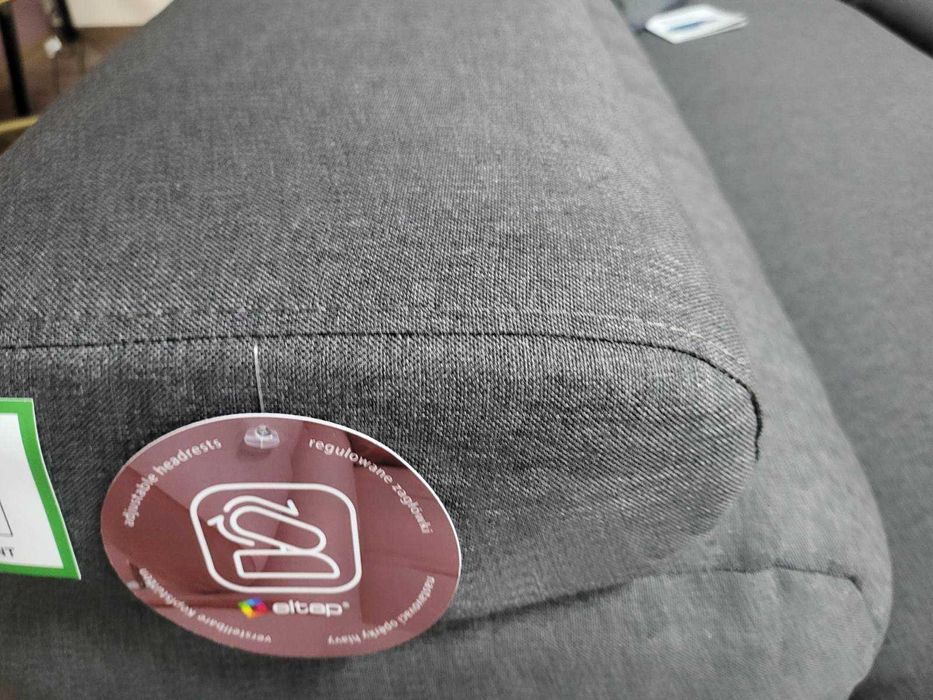 Сив ъглов диван от плат с функция сън и ракла