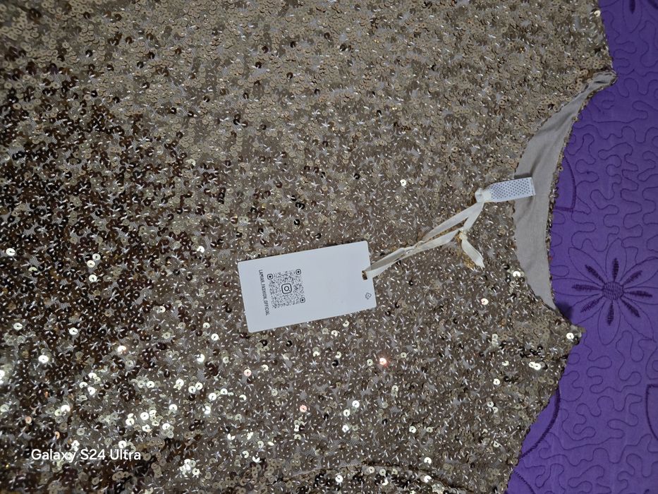 Tricou paiete aurii Lamiar în stil de sarbatoare marime universala