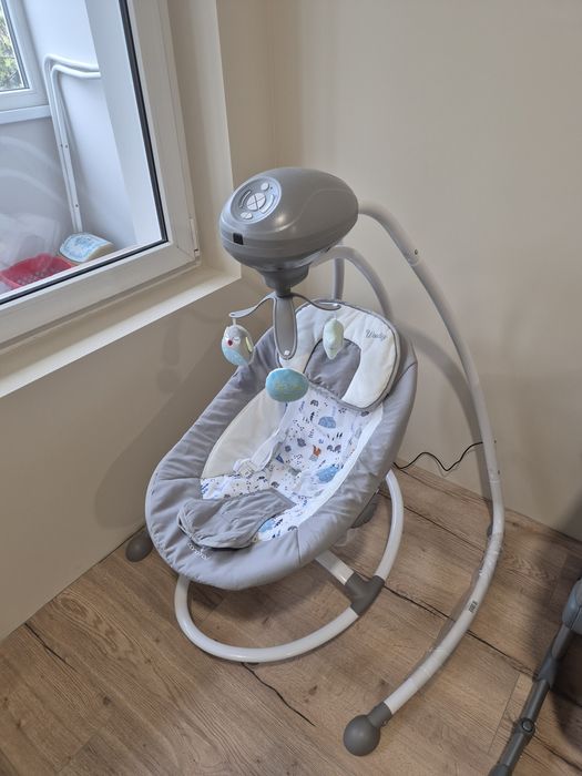 Електрическа бебешка люлка Cangaroo Woodsy, сива