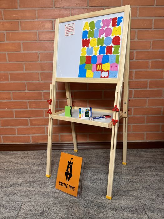 Двусторонняя детская магнитная доска и подставка для доски 180х44см