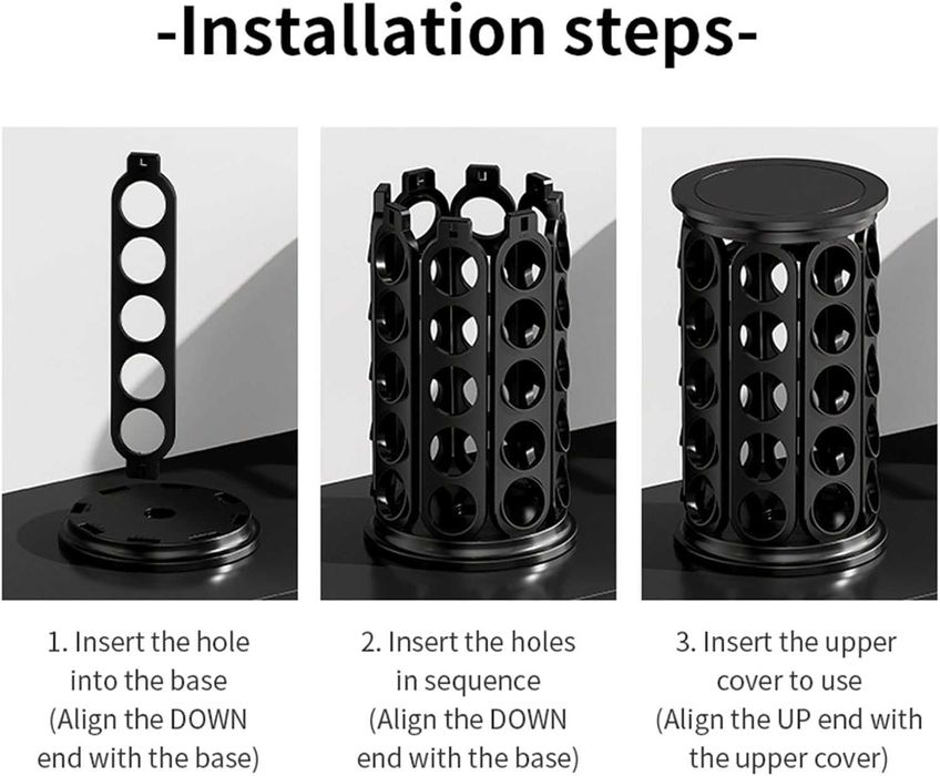 Въртяща стойка за капсули кафе до 40 броя метална черна за Dolce Gusto