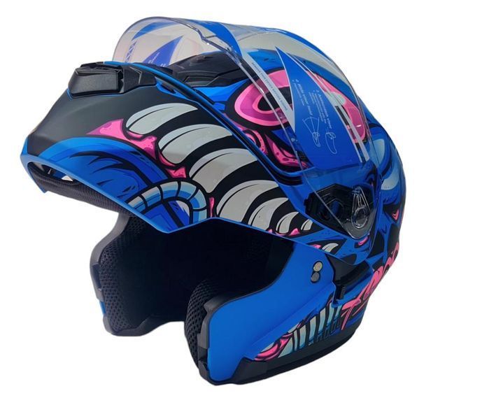 Каска модуларна x-one blue/pink + вградени тъмни очила