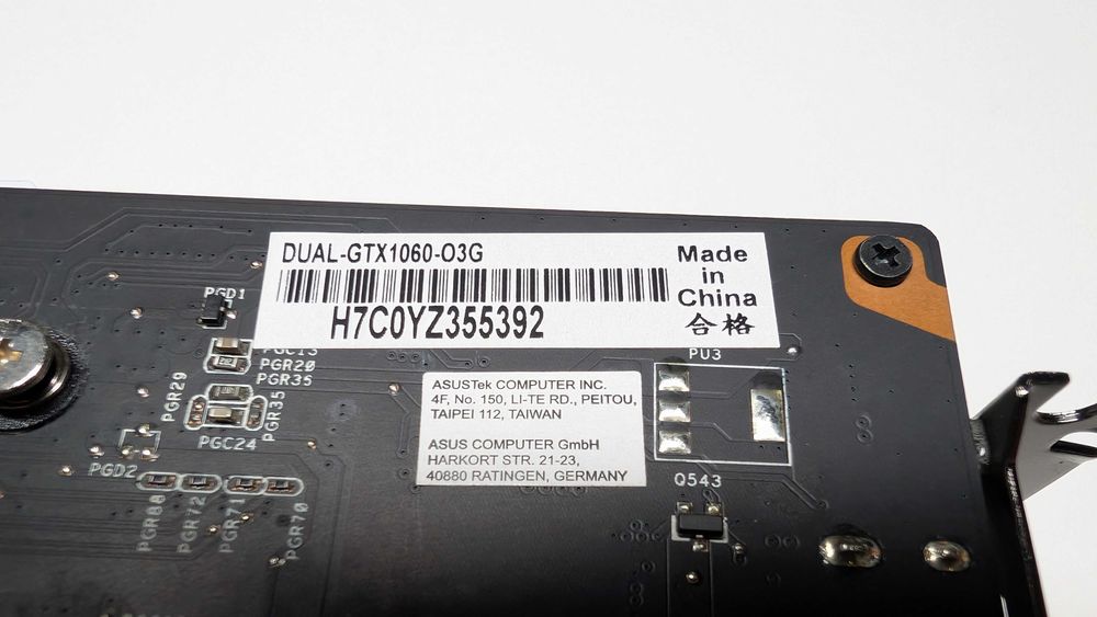 Видео карта ASUS GTX 1060 3GB