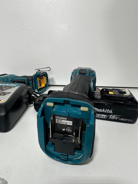 Makita Set Profesional 18V LXT – Flex DGA504 + Autofiletanta DFS452 + 2 Acumulatori + Incarcator