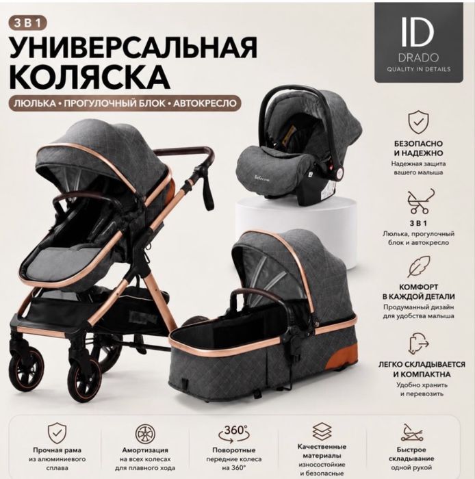 Коляска-люлька с автокоеслом