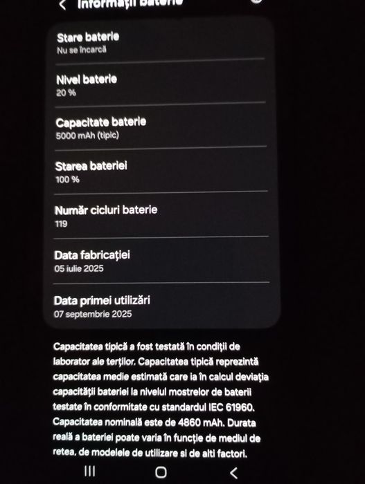Samsung A16 5G  128 GB 4 GB RAM sănătatea la baterie 100%