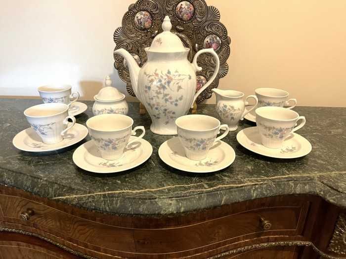 Elegant serviciu cafea-Seltmann Bavaria-Flori de primavara-Germania