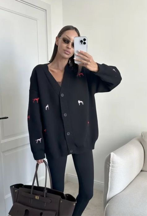 Кардиган черный с принтом