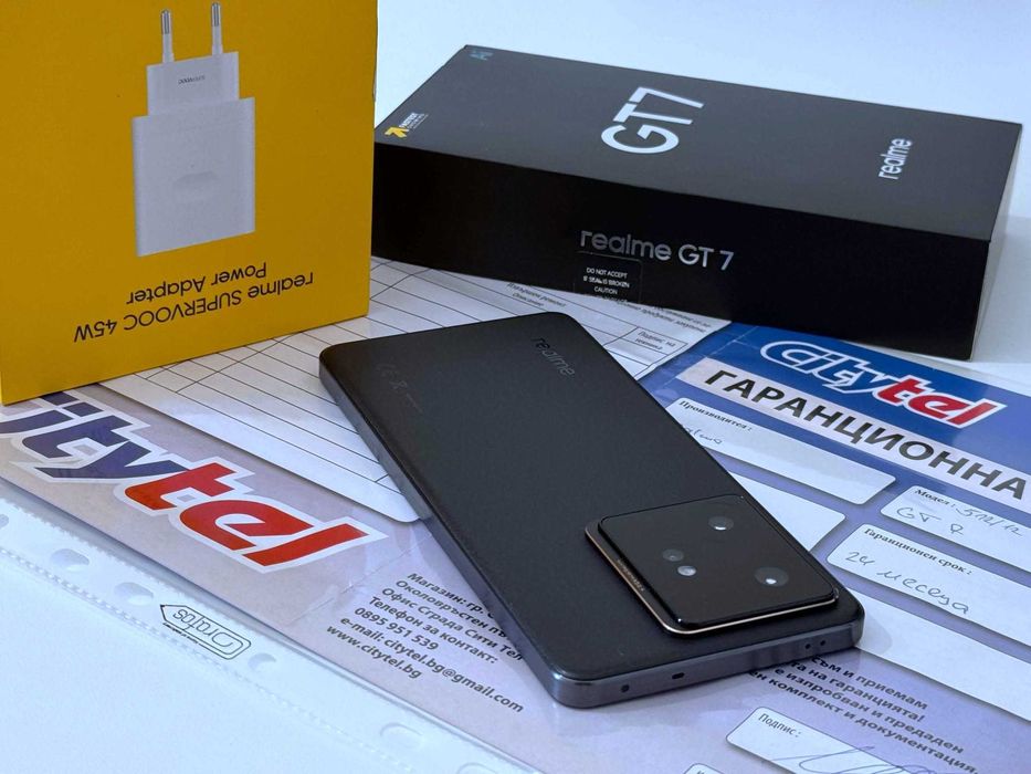 Бартер! Гаранция! Realme GT 7 512/12GB IceSense Black (Черен) 7000mAh + 45W Адаптер.