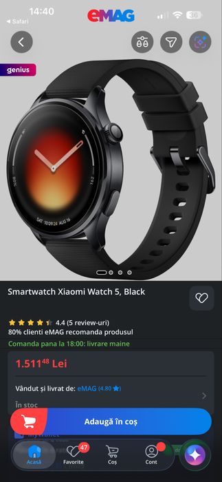 Smartwatch Xiaomi Watch 5 Black , model M2501W1 , Sigilat