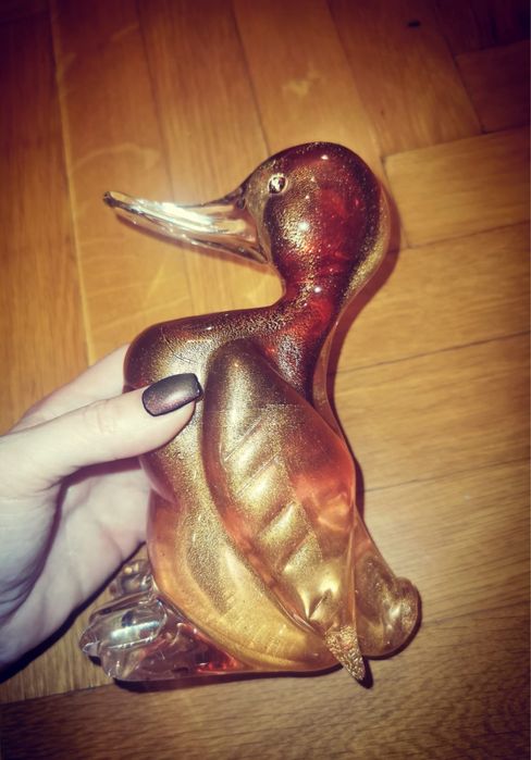 Стъклено пате Мурано АРХИМЕД СЕГУСО златни петна спец. рядка находка