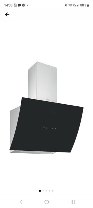 Hota incorporabila decorativa Tesla, Senzor control fara atingere, Inox/Sticla neagra