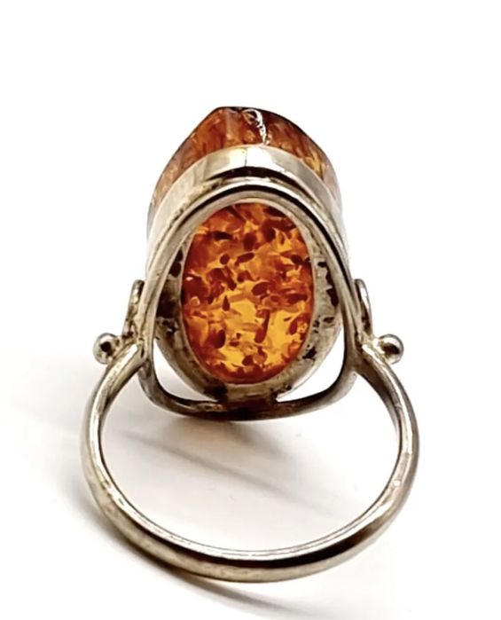 Minunat inel de chihlimbar Inel de argint 875 rusesc