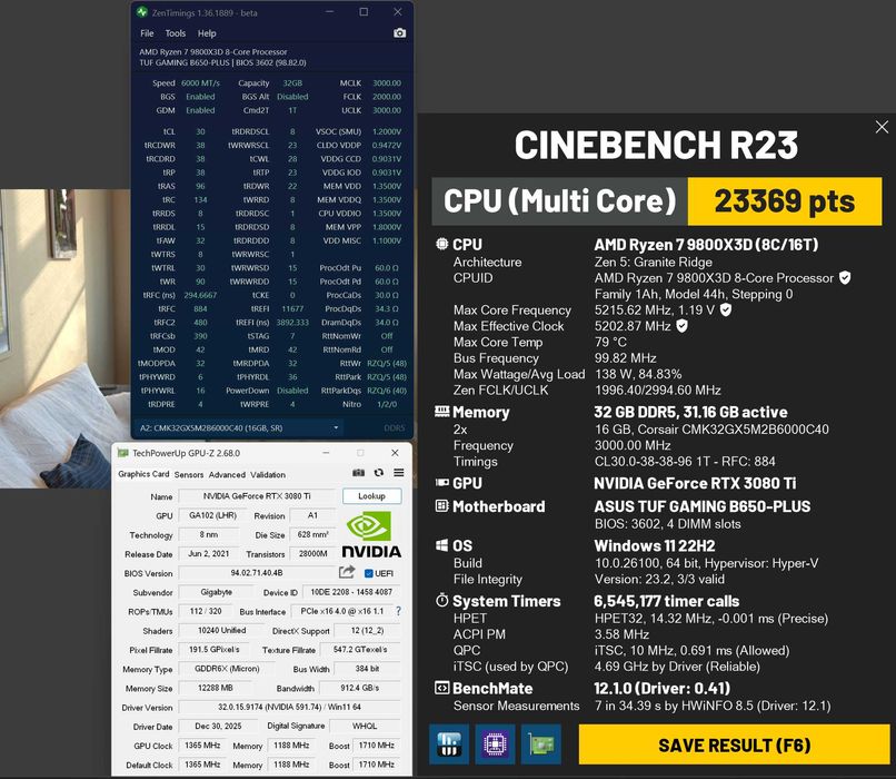 PC  Ryzen 7 9800X3D RTX 3080ti 32GB DDR5 1TB NVMe