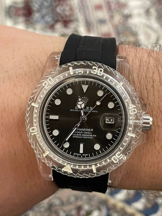 Rolex прозрачный корпус ремешок силикон гипоаллергенный