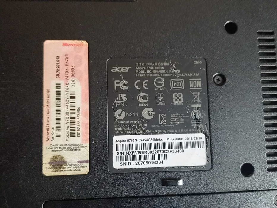 Продам ноутбук ACER 5755G Core i5