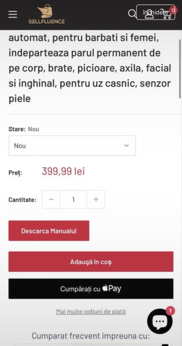 Epilator IPL Sellfluence 3 in 1 (pentru toate zonele corpului)