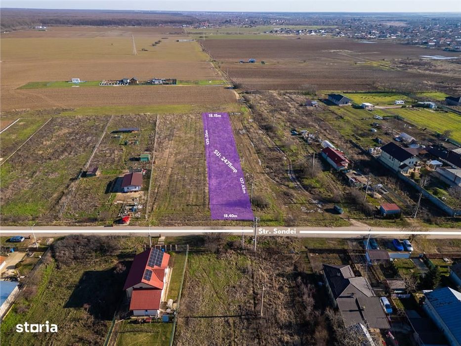Peris,Teren Intravilan 2475 Mp,Deschidere 18 M,Utilitati,Asfalt