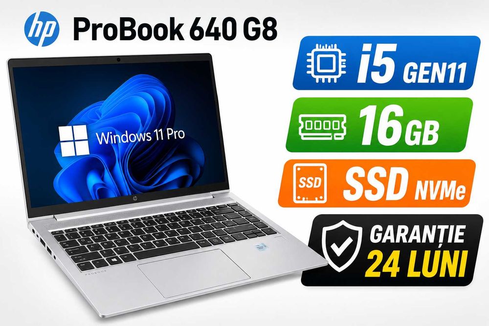 HP ProBook 640 G8 i5 Gen11 16GB SSD FullHD Win11 Pro Garanție 24 Luni