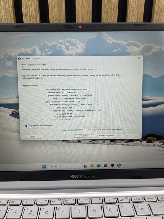 Asus Vivobook i3-1215U 8Gb ram 256Gb SSD Garantie / Factura #59298